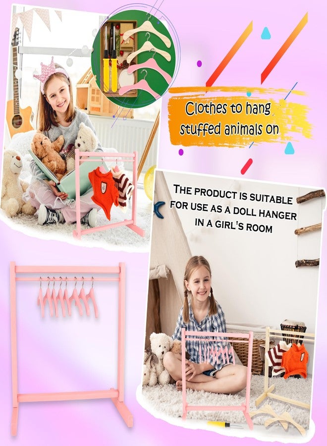 Flahard 26 Pcs Wood Doll Garment Rack with Wooden Clothes Hanger Mini Wooden Girl Doll Clothes Hanger Organizer Storage Shelf for 18 Inch Girl Doll Clothes Baby Dollhouse (Color Set 2) - Image 3